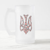 Ukrainisches Emblem trident tryzub stilisiert Mattglas Bierglas (Links)