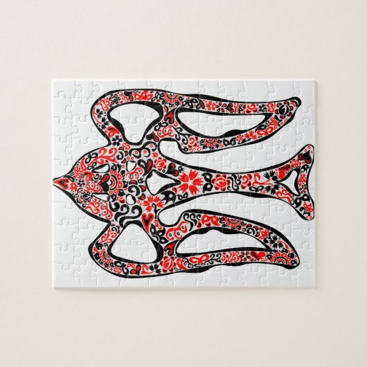 Ukrainisches Emblem trident tryzub stilisiert Puzzle (Horizontal)