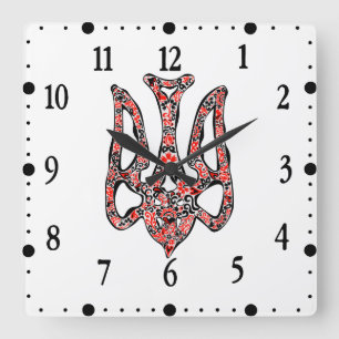Ukrainisches Emblem trident tryzub stilisiert Quadratische Wanduhr