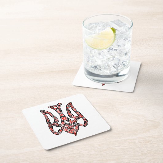 Ukrainisches Emblem trident tryzub stilisiert Rechteckiger Pappuntersetzer (Vor Ort)