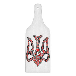 Ukrainisches Emblem trident tryzub stilisiert Schneidebrett