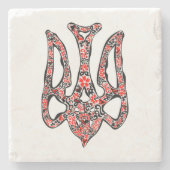 Ukrainisches Emblem trident tryzub stilisiert Steinuntersetzer (Vorderseite)