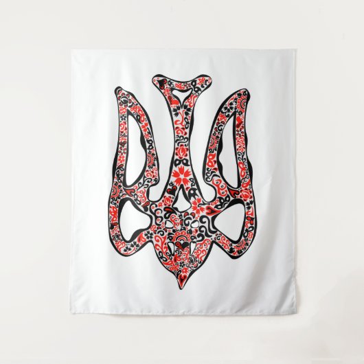 Ukrainisches Emblem trident tryzub stilisiert Wandteppich (Vorderseite)