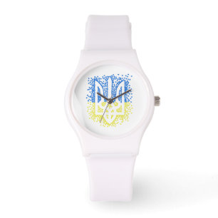 Ukrainisches Emblem trident tryzub zerstreut Herze Armbanduhr