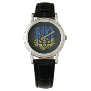 Ukrainisches Emblem trident tryzub zerstreut Herze Armbanduhr