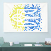 Ukrainisches Emblem trident tryzub zerstreut Herze Banner (Messe)