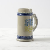 Ukrainisches Emblem trident tryzub zerstreut Herze Bierglas (VorderseiteRechts)