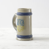 Ukrainisches Emblem trident tryzub zerstreut Herze Bierglas (Vorderseite Links)