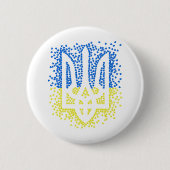 Ukrainisches Emblem trident tryzub zerstreut Herze Button (Vorderseite)