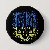 Ukrainisches Emblem trident tryzub zerstreut Herze Button (Vorderseite)