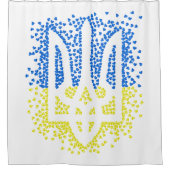 Ukrainisches Emblem trident tryzub zerstreut Herze Duschvorhang (Vorderseite)