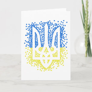 Ukrainisches Emblem trident tryzub zerstreut Herze Einladung