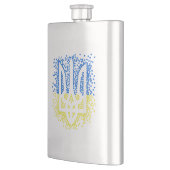 Ukrainisches Emblem trident tryzub zerstreut Herze Flachmann (Links)