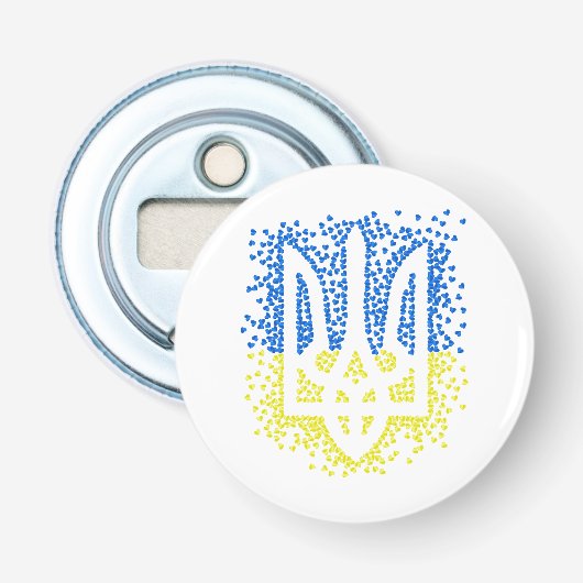 Ukrainisches Emblem trident tryzub zerstreut Herze Flaschenöffner (Vorderseite)