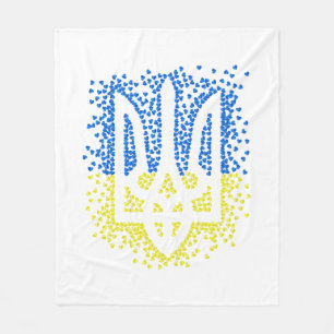 Ukrainisches Emblem trident tryzub zerstreut Herze Fleecedecke