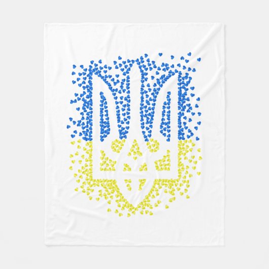 Ukrainisches Emblem trident tryzub zerstreut Herze Fleecedecke (Vorderseite)