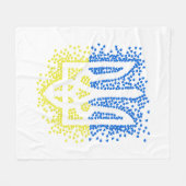 Ukrainisches Emblem trident tryzub zerstreut Herze Fleecedecke (Vorderseite (Horizontal))