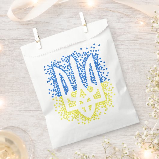 Ukrainisches Emblem trident tryzub zerstreut Herze Geschenktütchen (Ausgeschnitten)