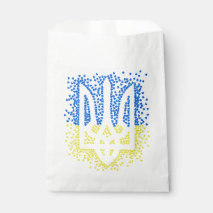 Ukrainisches Emblem trident tryzub zerstreut Herze Geschenktütchen