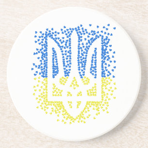 Ukrainisches Emblem trident tryzub zerstreut Herze Getränkeuntersetzer