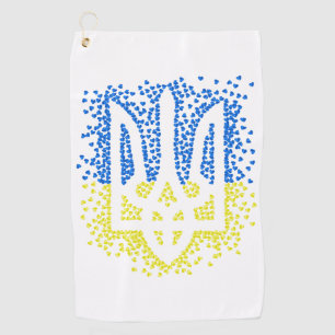 Ukrainisches Emblem trident tryzub zerstreut Herze Golfhandtuch