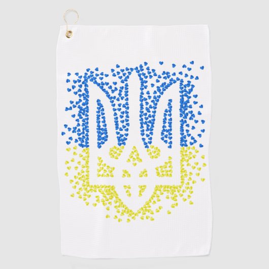 Ukrainisches Emblem trident tryzub zerstreut Herze Golfhandtuch (Vorderseite)