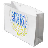 Ukrainisches Emblem trident tryzub zerstreut Herze Große Geschenktüte (Rückseite Schrägansicht)