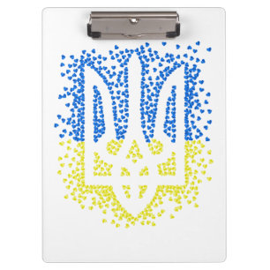 Ukrainisches Emblem trident tryzub zerstreut Herze Klemmbrett