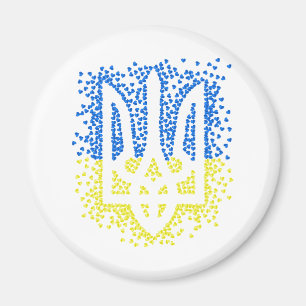 Ukrainisches Emblem trident tryzub zerstreut Herze Magnet
