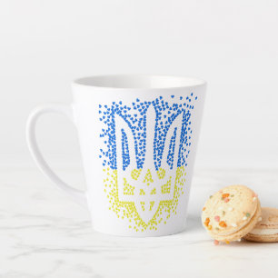 Ukrainisches Emblem trident tryzub zerstreut Herze Milchtasse