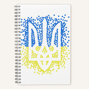 Ukrainisches Emblem trident tryzub zerstreut Herze Notizblock