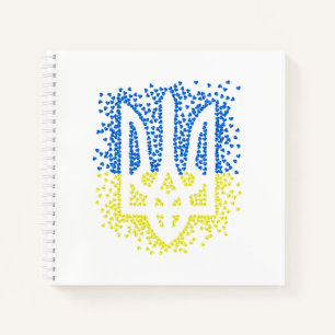 Ukrainisches Emblem trident tryzub zerstreut Herze Notizblock