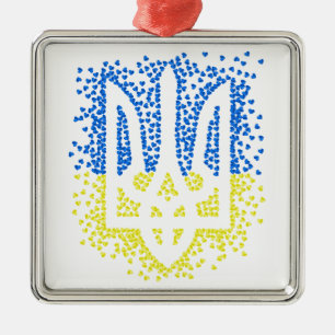 Ukrainisches Emblem trident tryzub zerstreut Herze Ornament Aus Metall