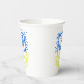 Ukrainisches Emblem trident tryzub zerstreut Herze Pappbecher (Links)