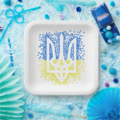 Ukrainisches Emblem trident tryzub zerstreut Herze Pappteller (Party)