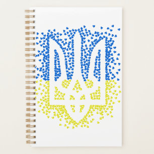 Ukrainisches Emblem trident tryzub zerstreut Herze Planer