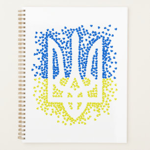 Ukrainisches Emblem trident tryzub zerstreut Herze Planer