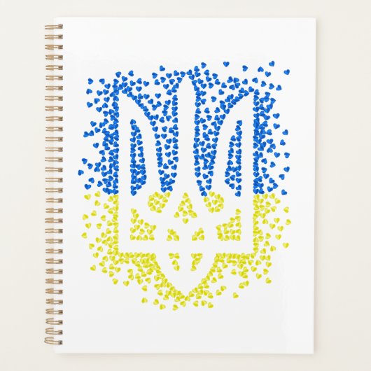 Ukrainisches Emblem trident tryzub zerstreut Herze Planer (Vorderseite)