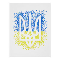 Ukrainisches Emblem trident tryzub zerstreut Herze