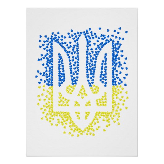 Ukrainisches Emblem trident tryzub zerstreut Herze Poster (Vorderseite)