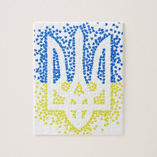 Ukrainisches Emblem trident tryzub zerstreut Herze Puzzle (Vertikal)
