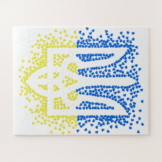 Ukrainisches Emblem trident tryzub zerstreut Herze Puzzle (Horizontal)