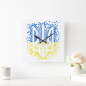 Ukrainisches Emblem trident tryzub zerstreut Herze Quadratische Wanduhr (Zuhause)
