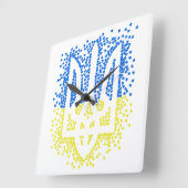 Ukrainisches Emblem trident tryzub zerstreut Herze Quadratische Wanduhr (Winkel)