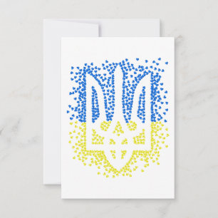 Ukrainisches Emblem trident tryzub zerstreut Herze RSVP Karte