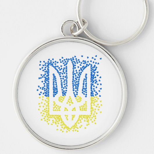 Ukrainisches Emblem trident tryzub zerstreut Herze Schlüsselanhänger (Vorne)
