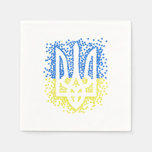 Ukrainisches Emblem trident tryzub zerstreut Herze Serviette