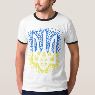 Ukrainisches Emblem trident tryzub zerstreut Herze T-Shirt