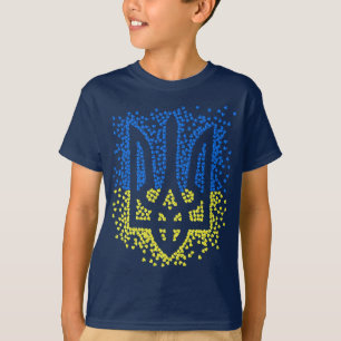 Ukrainisches Emblem trident tryzub zerstreut Herze T-Shirt