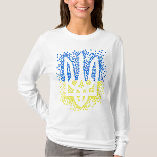 Ukrainisches Emblem trident tryzub zerstreut Herze T-Shirt